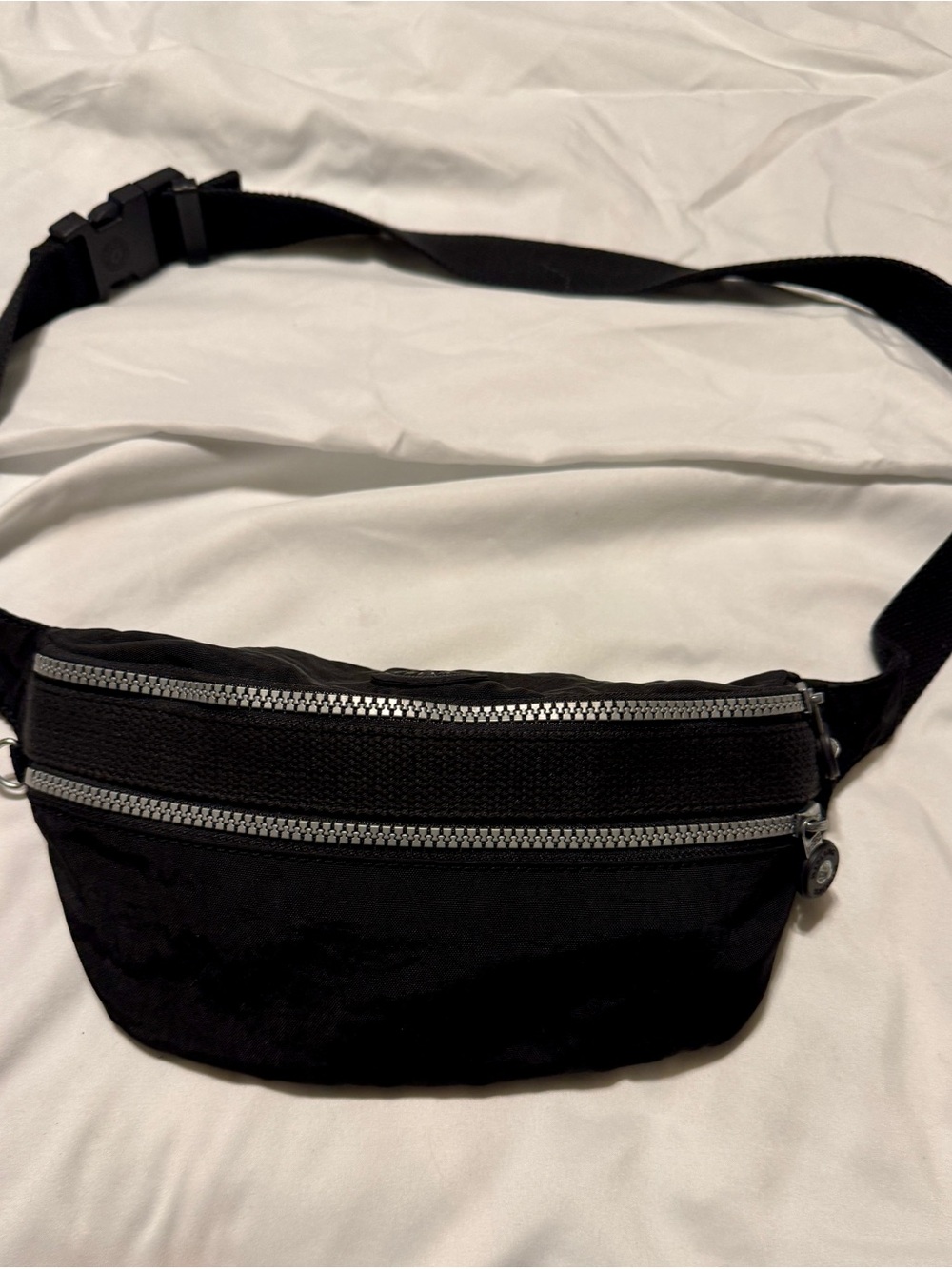 Kipling Black Crossbody Waist Bag with Dual Zippers